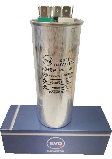 Slika KONDENZATOR ZA KLIMU METALNI 50+6MF CBB65 EVO SP