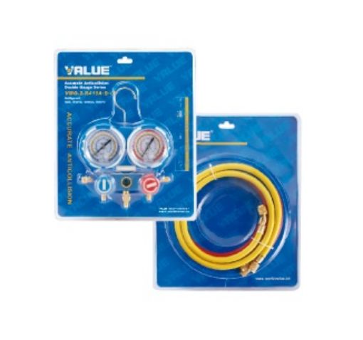 Slika MANOMETAR 2/2 R22, R134A, R404A, R407C VALUE VMG-2-R22-B-02 /komplet creva 3x120cm