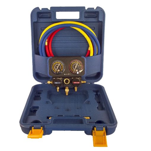 Slika MANOMETAR U KOFERU SA CREVIMA  2/2 R22, R134, R404, R407 VALUE VRM2-B-0501 3X1500