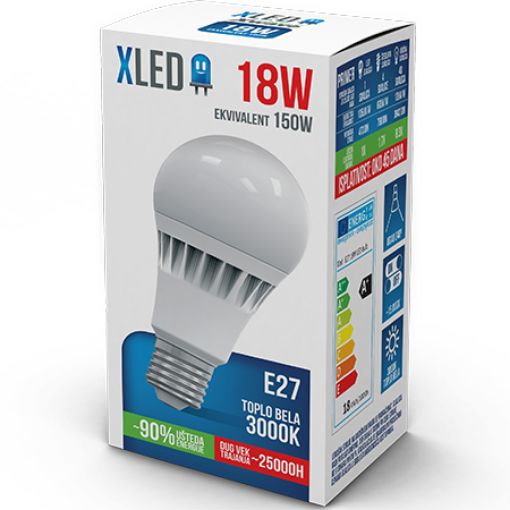 Slika LED SIJALICA E27 18W TOPLO BELA 3000K XLED 8 606016745144
